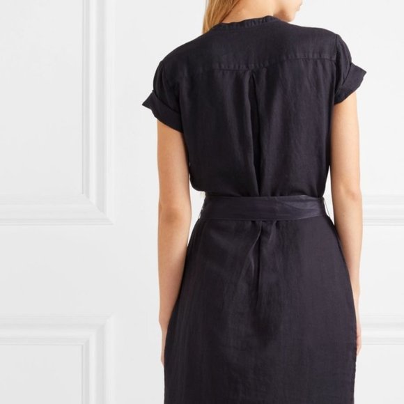 SOLD. James Perse Linen Short Sleeve Midi Shirt Dress Navy - Picture 3 of 7